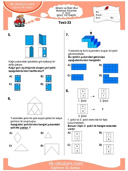 ilkokul 1. Sınıf Bilsem Zeka Testi 